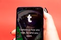 26 08 2019 Tula: Tumblr on the phone display. Logo