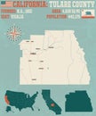Tulare county map in California. Royalty Free Stock Photo