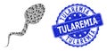 Textured Tularemia Round Seal and Recursion Sperm Cell Icon Mosaic