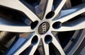 Tulce, Poland - April 2023: Audi logo sign on a wheel