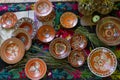 Tulchyn, Ukraine, traditional Ukrainian clay plate sale, Podillia style flower and ornament painting, ancient festival
