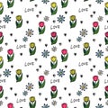 Floral seamless pattern on a white background.