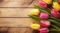 Tulip border frame with copy space Beautiful frame compos Royalty Free Stock Photo