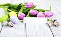 Tulip bouquet and blank greeting easter card Royalty Free Stock Photo