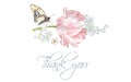 Tulip butterfly thank you card