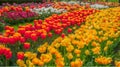 Tulip colorful flowers garden in spring background