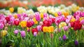 Tulip colorful flowers garden in spring background