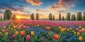 Tulip colorful flowers garden in spring background Royalty Free Stock Photo