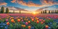 Tulip colorful flowers garden in spring background Royalty Free Stock Photo