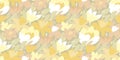 Tulip and daffodil flower seamless pattern
