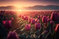 Tulip Painting, Spring Flower Drawing, Tulip Botanical Illustration, Abstract Generative Ai Illustration Royalty Free Stock Photo