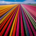 Tulip field in full bloom. AI Generative