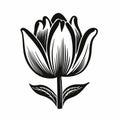 Tulip Flower Black And White Vector Icon