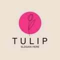 tulip flower line art logo, icon and symbol, vector illustration design Royalty Free Stock Photo