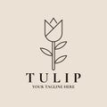 Tulip flower line art logo, icon and symbol, vector illustration design Royalty Free Stock Photo