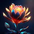 Tulip flower in neon light. 3d rendering, 3d illustration. Generative AI Royalty Free Stock Photo