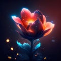 Tulip flower in neon light. Vector illustration. EPS 10 Generative AI Royalty Free Stock Photo