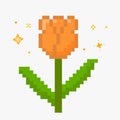 Tulip flower vector with sparkling pixel art