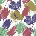 Tulip flowers seamless pattern Royalty Free Stock Photo