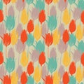 Tulip flowers stems seamless pattern