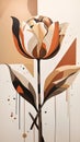 Tulip Geometric Abstract Art Painting Earth Colors Illustration Postcard Digital Artwork Banner Website Flyer Ads Gift Card Royalty Free Stock Photo