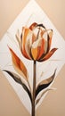 Tulip Geometric Flower Abstract Art Painting Earth Colors Illustration Postcard Digital Artwork Banner Website Flyer Ads Gift Card Royalty Free Stock Photo