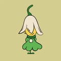 Tulip girl flower. Vintage toons: funny character, vector illustration trendy classic retro cartoon style