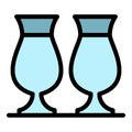 Tulip glasses icon color outline vector Royalty Free Stock Photo