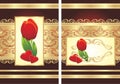 Tulip, hearts and gothic ornament. Two wrappings Royalty Free Stock Photo