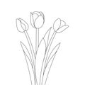 tulip line art flower coloring page design for printing template continuous black stroke