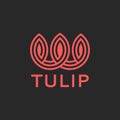 Tulip logo abstract flower monogram style, coral weaving lines art minimal style, beauty salon feminine emblem