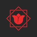Tulip logo flower red monogram hipster frame, natural beauty spa boutique emblem, symbol of Holland Royalty Free Stock Photo