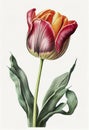 Tulip Painting, Spring Flower Drawing, Tulip Botanical Illustration, Abstract Generative Ai Illustration Royalty Free Stock Photo