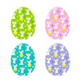 Tulip pattern on white backgroundEaster bunny and chick pattern eggs Royalty Free Stock Photo