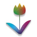 Tulip sign. Vector. Colorful icon with bright texture of mosaic