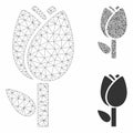 Tulip Vector Mesh Wire Frame Model and Triangle Mosaic Icon