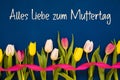 TulipAlles Liebe Zum Muttertag Means Happy Mothers Day, Ribbon, Blue Background