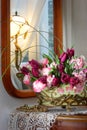 Tulips in art deco home arrangement