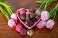 Tulips and chocolates for mothers day