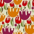 Tulips color vector seamless pattern Royalty Free Stock Photo