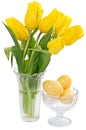 Tulips and eggs Royalty Free Stock Photo