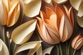 Tulips flower background. Beautiful paper tulip close up. Generative AI