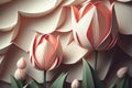 Tulips flower background. Beautiful paper tulip close up. Generative AI