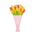 Tulips Flower Bouquet In Tall Flower Vase, Flower Shop Decorative Plants Assortment Item Cartoon Vector Illustration