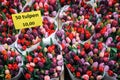 Tulips freshly picked for sale at flower market in Amsterdam, The Netherlands Royalty Free Stock Photo