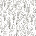 Tulips hand drawn doodle seamless pattern. Floral background for textile, wallpaper, wrapping paper