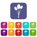 Tulips icons set flat