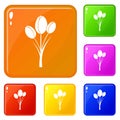 Tulips icons set vector color