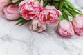 Tulips on a marble background Royalty Free Stock Photo