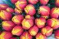 Tulips at the market, in red and yellow color Royalty Free Stock Photo